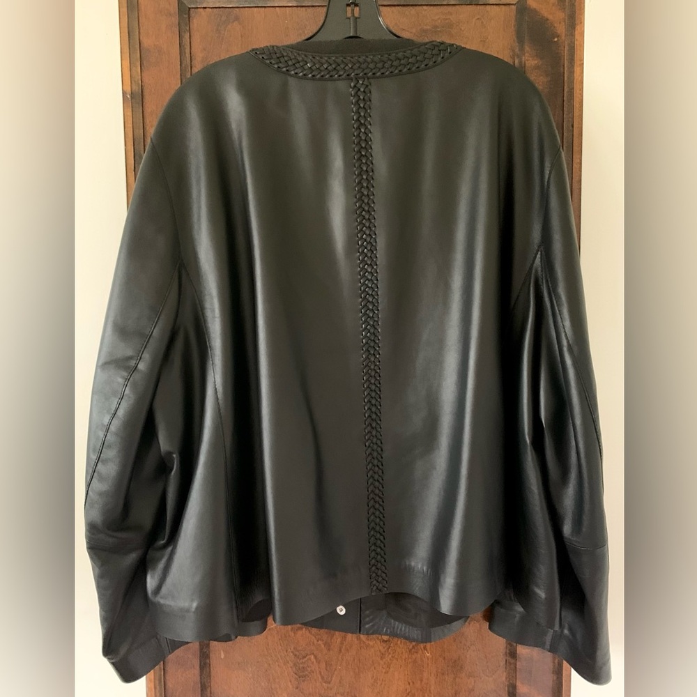 Lafayette 148 NY Alden Braided Trim Lambskin Leather Jacket 3X Excellent - Picture 4 of 14